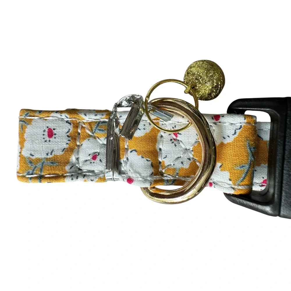 Floral Bow Tie Cat Collar‎ with Bell Adjustable Cute Kitten Safety Buckle